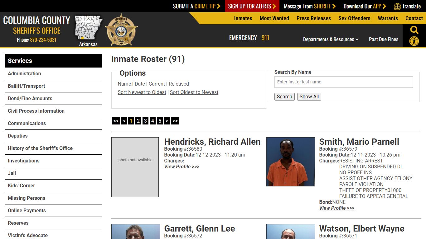 Inmate Roster (92) - Columbia County Sheriff AR